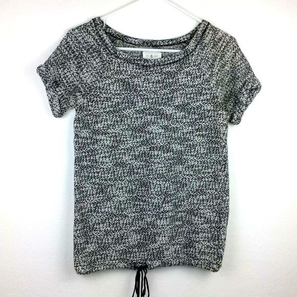 Lou & Grey Mottled Gray Short sleeve Drawstring Waist Knit Top - Picture 4 of 7